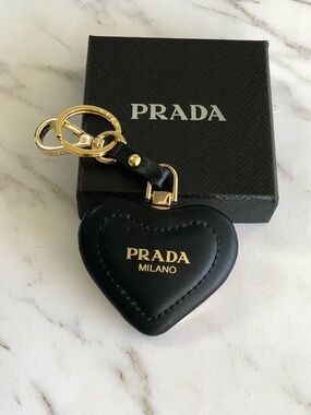 Prada Milano Black Heart Keychain Bag Charm
